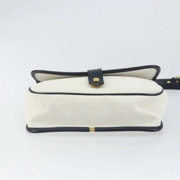 Authentic SAINT LAURENT Shoulder Bag PVC White Gold - Picture 12 of 16